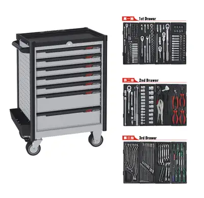 225 Pcs Tool Chest/Tool Trolley with Combination Tool Set, View more