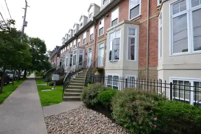 This two-level townhouse-style condominium in The Brickyard is in the old North End neighbourhood of...