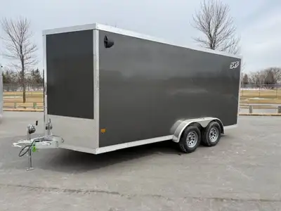 Triton Nxt 7'4x16 with ramp door. 2x3500lb axles. Charcoal in colour. 4 d-rings installed. 2025 Trit...