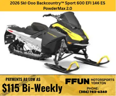 PRICE DOES NOT INCLUDE PDI/ FFUN ADVANTAGE/ TAXES Save $1000 2026 Ski-Doo Backcountry™ Sport 600 EFI...