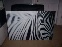 Zebra prints on canvas (2) & one in a frame makes 3