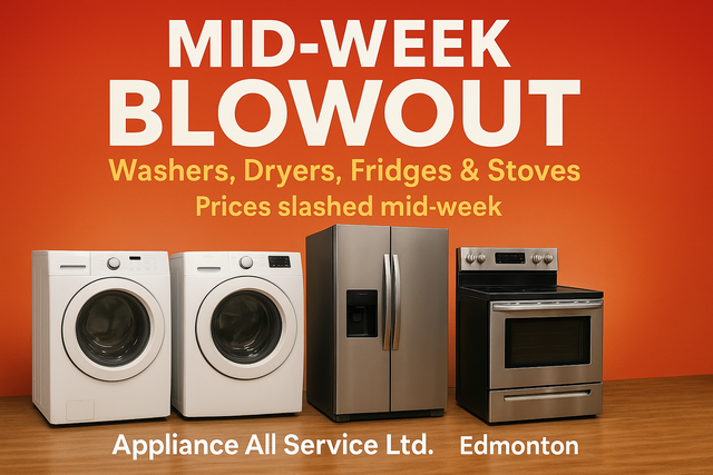 MID-WEEK BLOWOUT! Appliances – Washers, Dryers, Fridges & Stoves