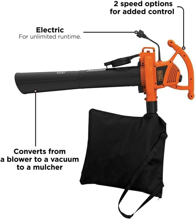 BLACK+DECKER 3-in-1 Electric Leaf Blower, Leaf Vacuum, Mulcher in Lawnmowers & Leaf Blowers in Mississauga / Peel Region - Image 8