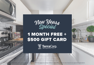 New Years Promotion: 1 month free on a 13 month lease + $500 gift card when you sign a lease by Janu...