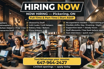 NOW HIRING — Pickering Full-Time & Part-Time | Start ASAP ✅ No experience needed — Paid Training Pro...