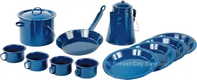WORLD FAMOUS 13 PIECE ENAMEL CAMPING COOKWARE SET, View more