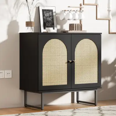*BNIB!* Sideboard Buffet Cabinet with Rattan Doors... LOT# 486, View more