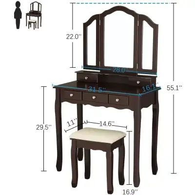 129791 Vanity set with tri-folding mirror. Stylish look, premium quality. Are you still looking for...