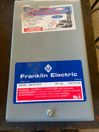 Franklin Electric Well Pump Switch Markham / York Region Toronto (GTA) Preview