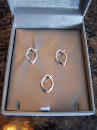 Set of 3 Stamped 925 Sterling Silver Diamond Loop Pendants