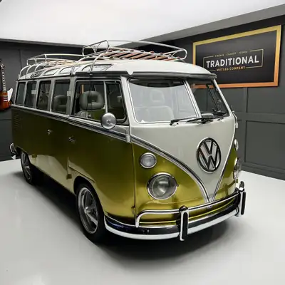 Check out this gorgeous 1975 Volkswagen Microbus Deluxe Samba 23 Window conversion. This beautiful b...
