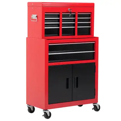 6-Drawer Rolling Tool Chest, 2 in 1 Lockable Storage Cabinet wit, View more