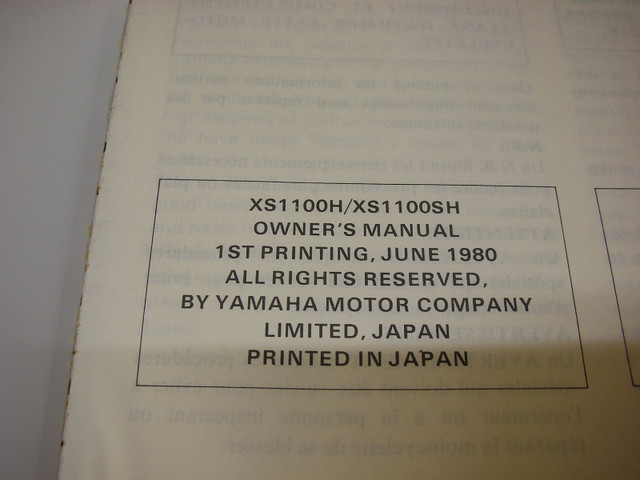 NOS Oem Yamaha XS 1100 owners manual  4T0-28199-70 in Other in Stratford - Image 3