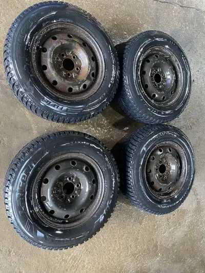 RIMS 15" Steel Rims Off of a 2007 Dodge Caravan TIRES 205 70 15 Laufenn Ifit Ice DOT 2518 Tread Dept...