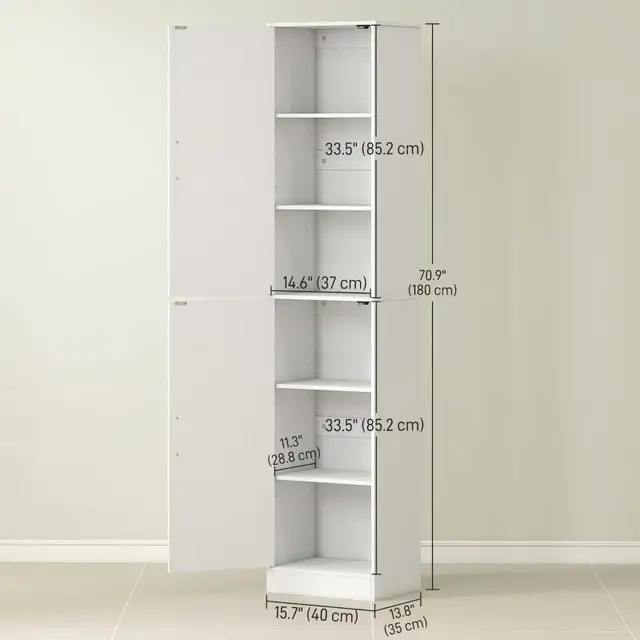 Tall Bathroom Cabinet, Slim Bathroom Floor Cabinet w/ 2 Doors an in Home Décor & Accents in City of Toronto - Image 3
