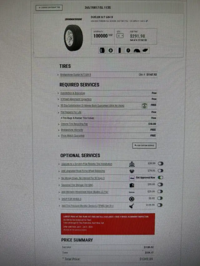 265/70R17 Bridgestone Dueler H/T 684II Tires in Tires & Rims in City of Toronto - Image 3