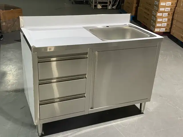 SS SINK W/ 3 STORAGE DRAWERS COMMERCIAL KITCHEN UTILITY 1218238 in Other in Regina - Image 5