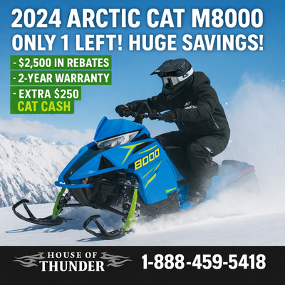2024 Arctic Cat M8000 – Only 1 Left! HUGE SAVINGS + CAT CASH! Get ready for serious mountain perform...