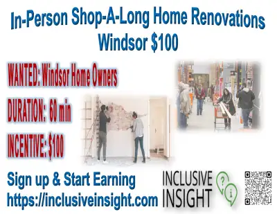 Paid Study Shop Along Home Renovations Windsor $100, View more
