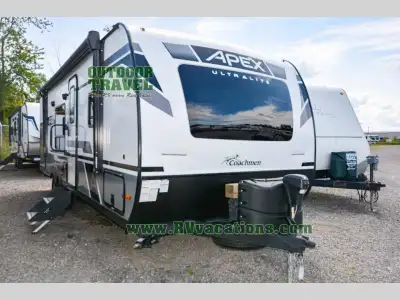 Coachmen Apex Ultra-Lite travel trailer 251RBK highlights: 16' Power Awning with LED Lights Outside...