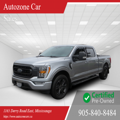 This 2022 Ford F-150 SPORTS 4x4 SuperCrew Cab is a rugged and reliable pickup ready for your next ad...