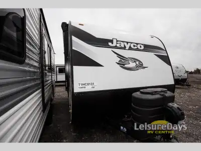 Jayco Jay Feather Air travel trailer 15MRB highlights: Front Murphy Bed Folding Table Trays Two Burn...