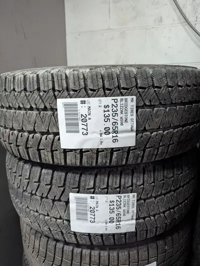 PAIR OF 2X P235/65R16 235/65/16 BRIDGESTONE BLIZZAK W90 TAG # 20773 ** Please read details below **...