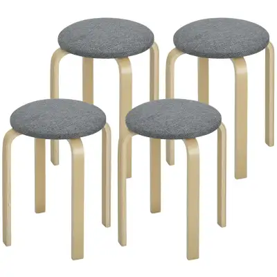 Stackable Wood Stools Set of 4, Stacking Kitchen Stools with Pad, View more