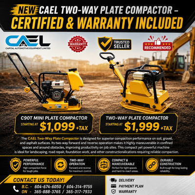 The CAEL Two-Way Plate Compactor is designed for superior compaction performance on soil, gravel, an...