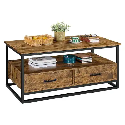 NEW RUSTIC COFFEE TABLE 2 DRAWER 1 SHELF S3113, View more