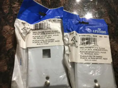 2 Leviton 4108W-0SP NOS Jack Wall Plate Stainless Steel New NOS, View more