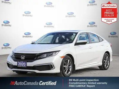 New Price! Odometer is 15626 kilometers below market average! Platinum White Pearl 2020 Honda Civic...