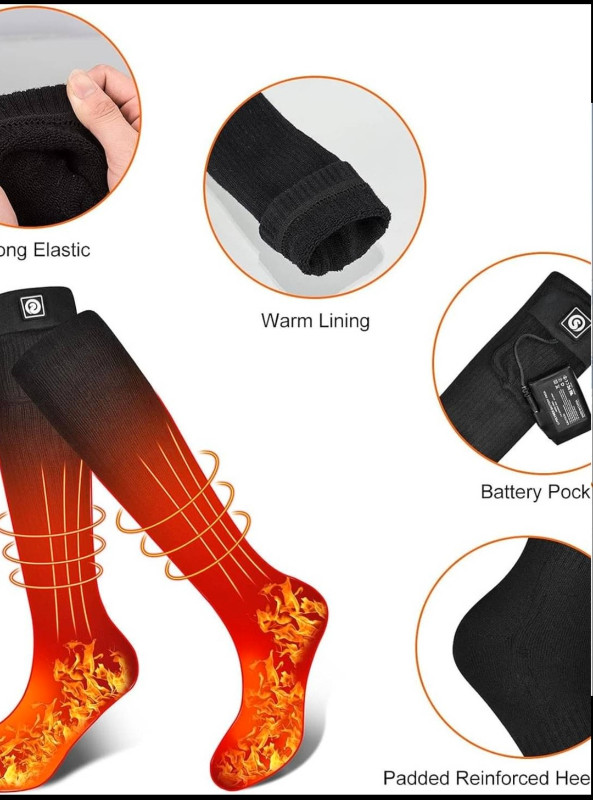 Heated Socks, Battery Rechargeable Electric Heating Socks, Therm in Other in Gatineau - Image 3