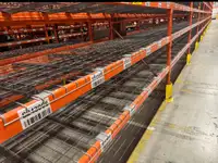 Used 8’ long x 3” thick RediRack pallet racking beams available