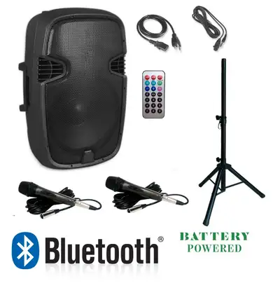 NEW 2 WAY RECHARGEABLE BLUETOOTH SPEAKER KARAOKE MACHINE  PAK115, View more