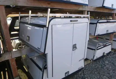 Ford Maverick 2022 - 2026 Ford Maverick 5' White ARE Contractor Truck Cap with driver side toolbox a...