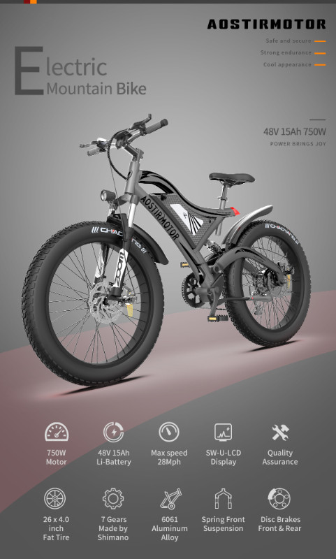 1000W Fat Tire Mountain Ebike 47KPH Free Shipping in eBike in City of Halifax - Image 2