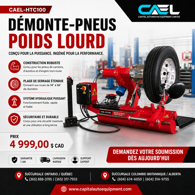Démonte-pneus robuste CAEL Conçu pour la puissance et la précision Le OBTENEZ HDTC-100est conçu pour...