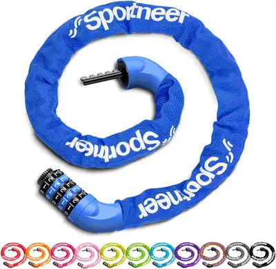 Anti-Theft Bike Lock - 6mm Chain, Resettable Code, View more