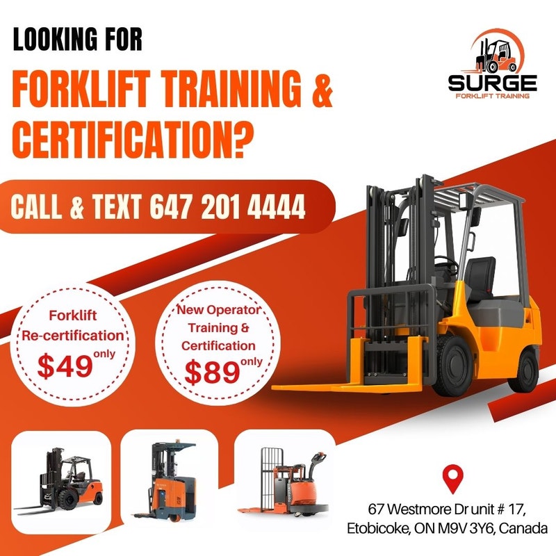 Forklift New Operator Training + Certification Start 89 only Part