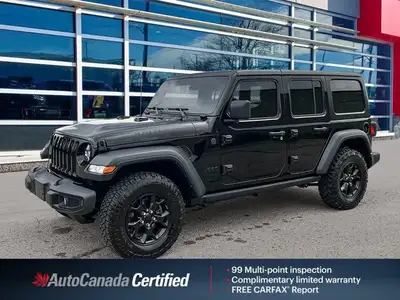 One Owner, Black 2023 Jeep Wrangler Willys 4X4, 8-Speed Automatic, Powerful Yet Fuel Efficient 2.0L...