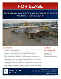 FREESTANDING OFFICE AND SHOP ON 3.5 ACRES FOR LEASE
