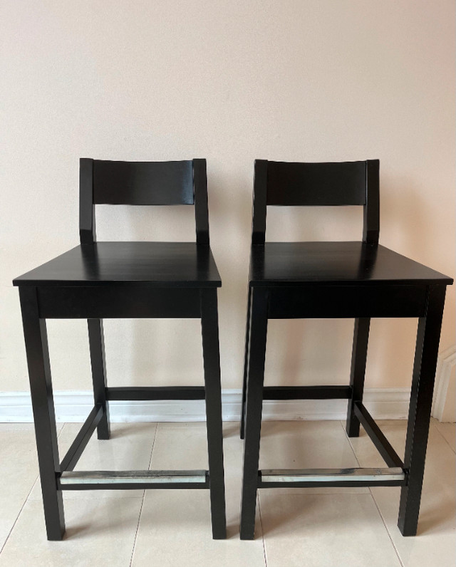 IKEA Bar stools with backrest, black – Qty. 2 in Chairs & Recliners in Oakville / Halton Region