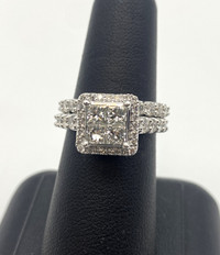 14K White Gold 1.93CT. Princess-Cut Diamond Bridal Set- $3400