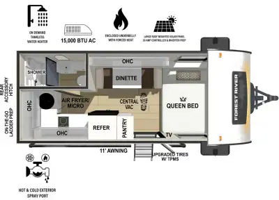 FOREST RIVER R-POD 194 LIGHTWEIGHT TRAVEL TRAILER WITH QUEEN BED Streamlined design. Premium comfort...