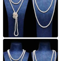 Pearl Genuine Necklace 60" AAA