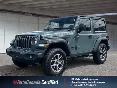 The striking Anvil exterior of this 2024 Jeep Wrangler Sport S Convertible sets it apart, a fresh tr...