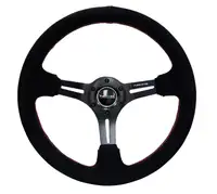 NRG Sport Steering Wheel 350mm Black Suede Red Stitching