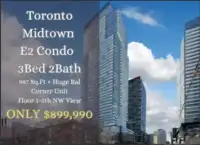 楼花转让 | E2 Condo 3Bed 2 Bath Corner Unit ONLY $ 899,990!!