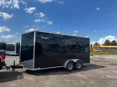 New 2026 7X16 Contractor Series Enclosed Trailer, 5200lbs axles, 4 pcs roof rack -One in stock, Stoc...